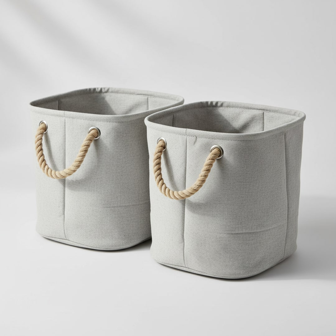 Stackable Canvas Bins, Set of 2