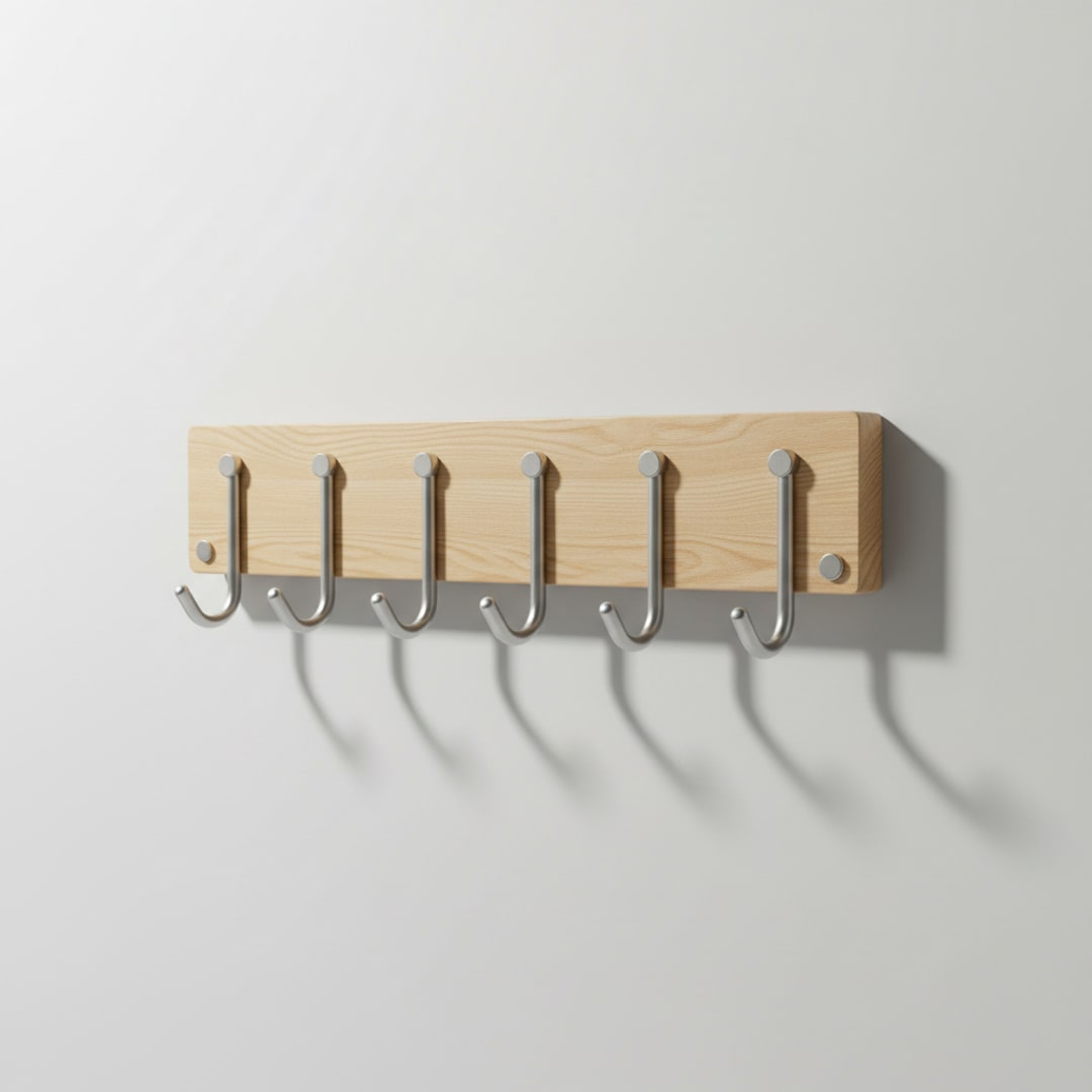 Wall Hook Rail, Beech & Steel